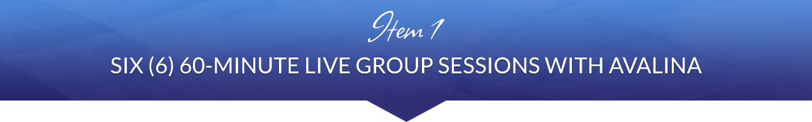 Item 1: Six (6) 60-Minute Live Group Sessions with Avalina